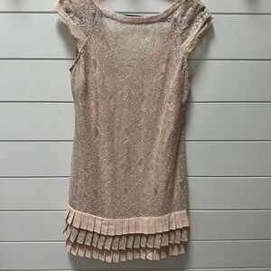 Lace Dress with Pleated Hem